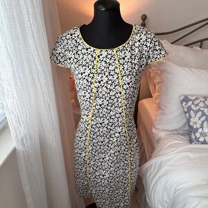 Emma & Michele Black and White Dress with Yellow Trim